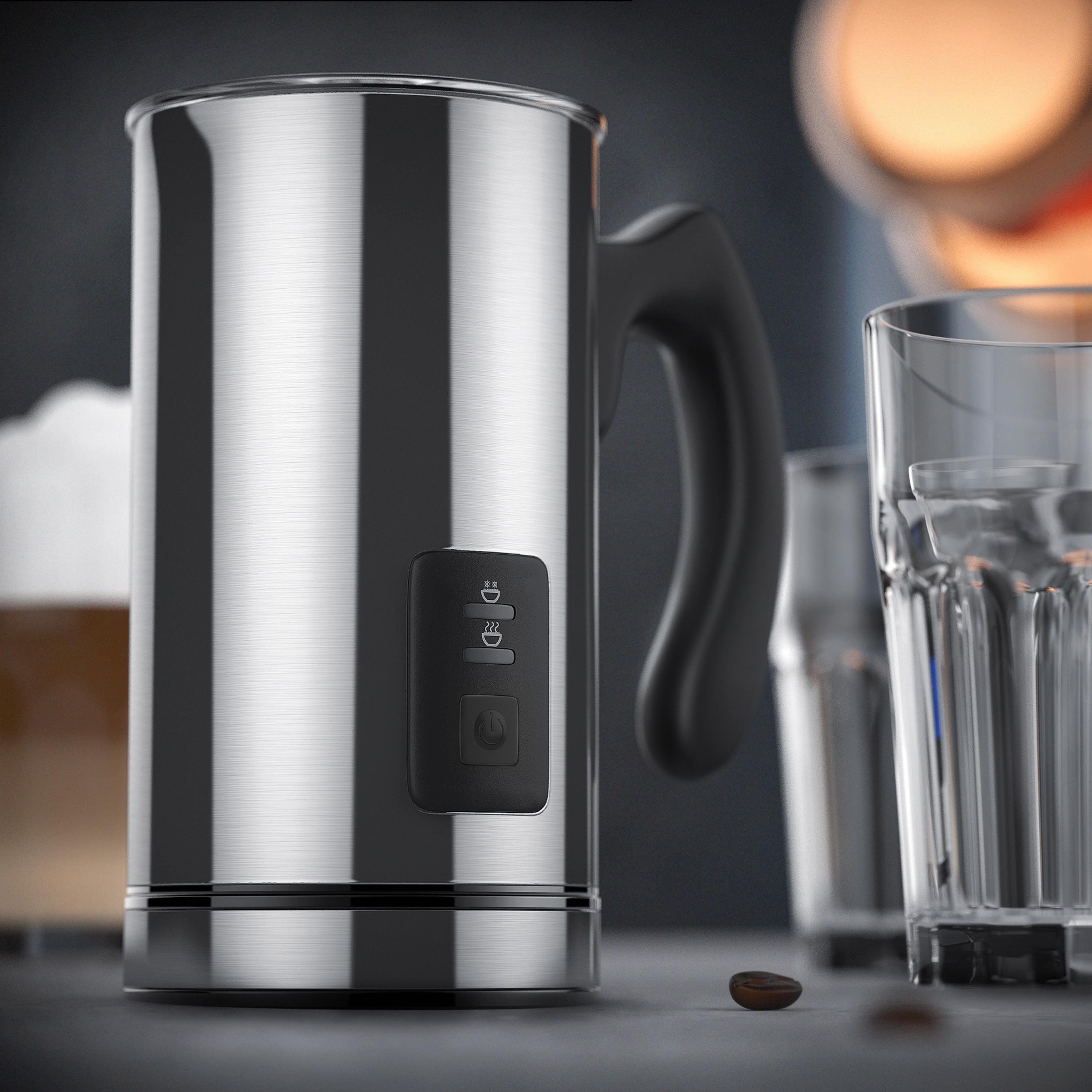 Arendo Milchaufschäumer, 500 W, automatischer Edelstahl Milchschäumer - MILKSKY Silver