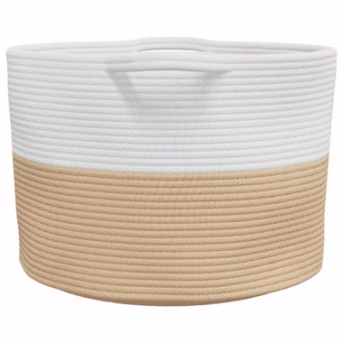 vidaXL Wäschekorb Wäschekorb Beige und Weiß Ø55x36 cm Baumwolle