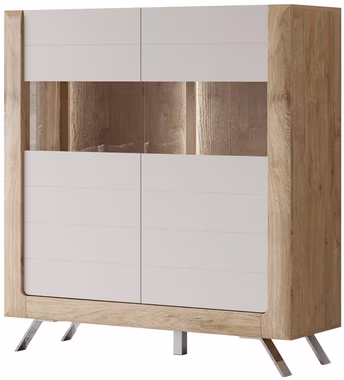 Leonique Highboard Kasai, Höhe 136,5 cm, 2 Türen mit Glaseinsatz