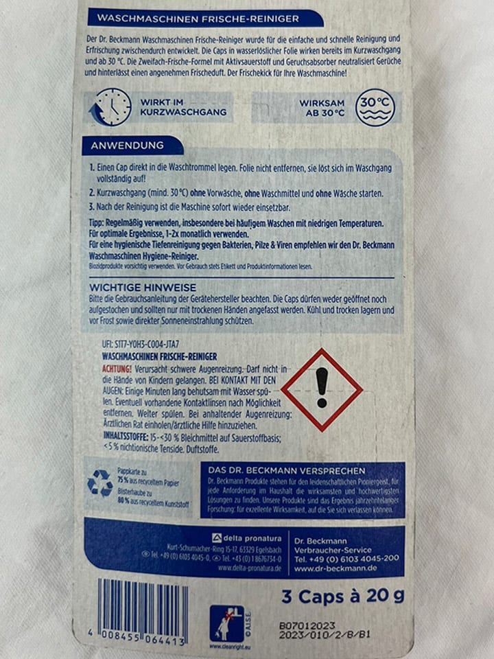 Dr. Beckmann 4er-Set: Waschmaschinenreiniger, je 3x à 20 g günstig kaufen onesize