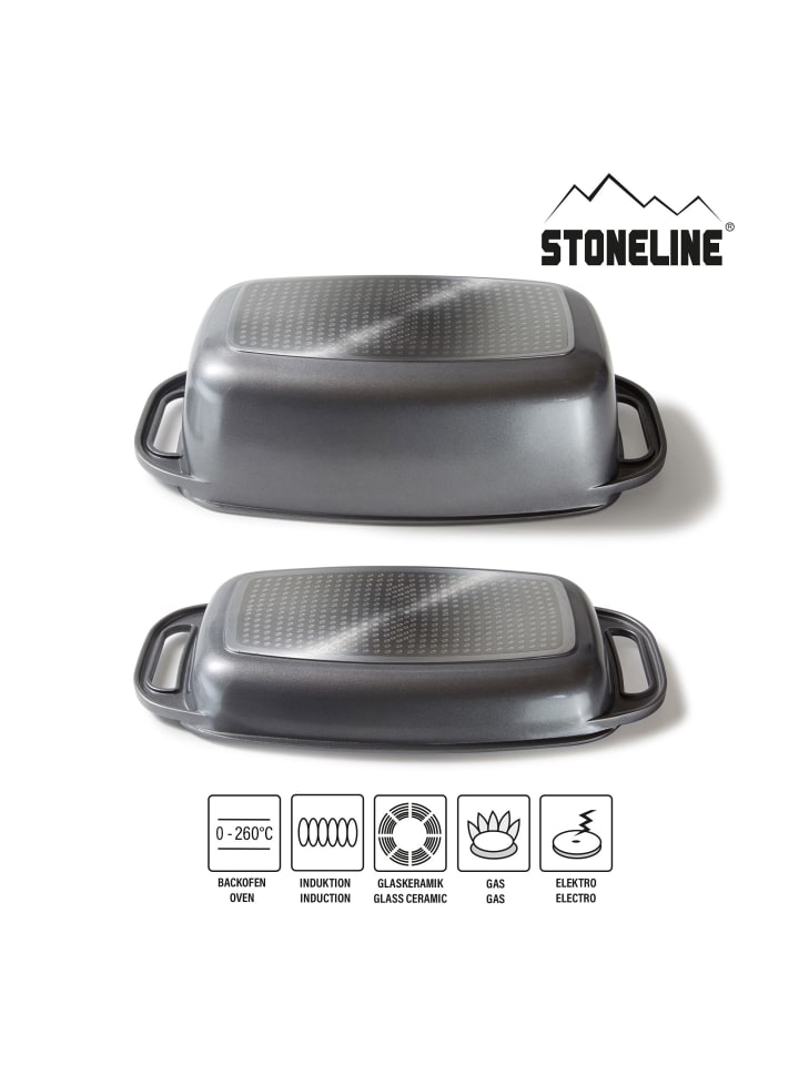 Stoneline Bräter Schmortopf 40x22 cm | mit Deckel in Grau günstig kaufen 40 x 22 cm