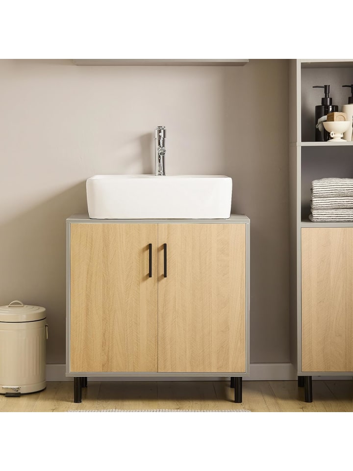 SoBuy Waschbeckenunterschrank in Naturgrau - (B)60 x (H)60 x (T)30cm günstig kaufen onesize