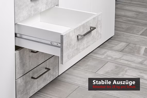 bümö Aktenregal smart Schubladen Regal - 4 Schübe, Dekor: Weiß/Silber