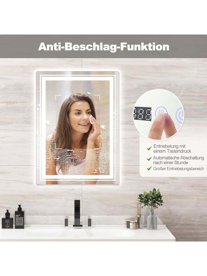 COSTWAY LED-Badezimmerspiegel 70x50cm in Silber günstig kaufen onesize