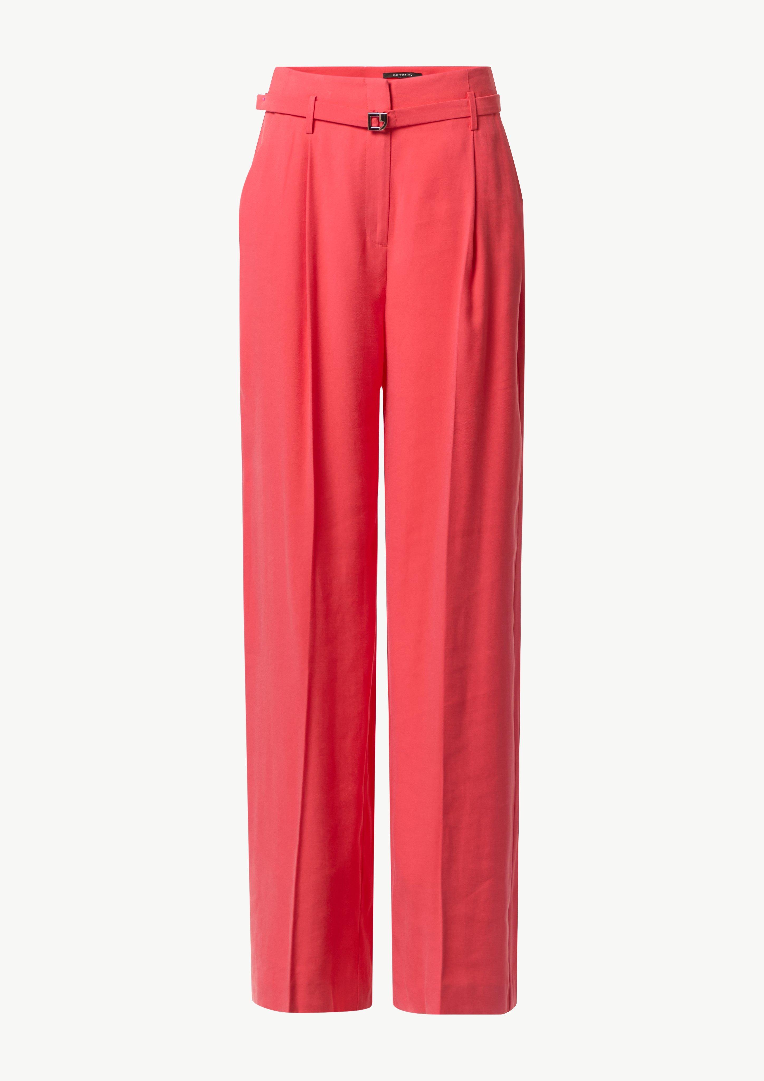 Loose: Weite Hose aus Piqué - korallrot