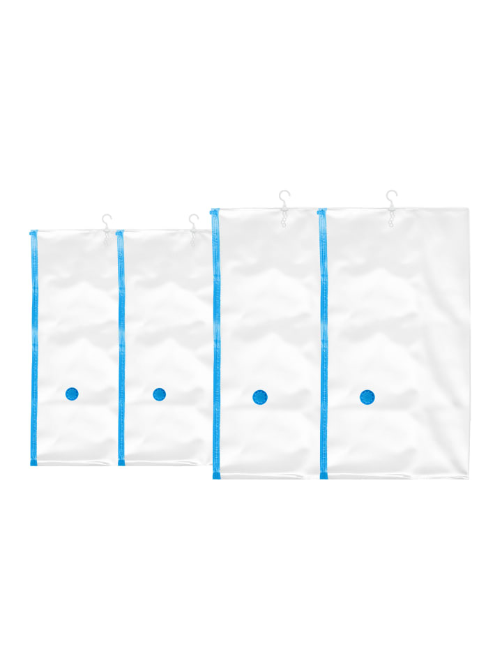 relaxdays 4-tlg. Vakuumbeutel-Set in Transparent/ Blau günstig kaufen onesize