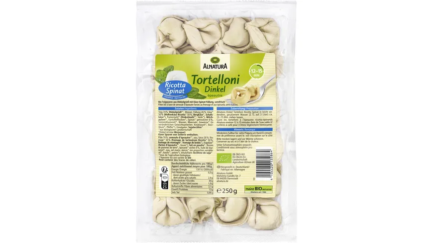 Alnatura Bio Dinkel Tortelloni Ricotta 250 g