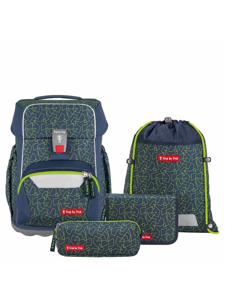 Step by Step Basis - Schulranzen Set 4tlg. (Blue Hearts) in Green Geometric günstig kaufen onesize