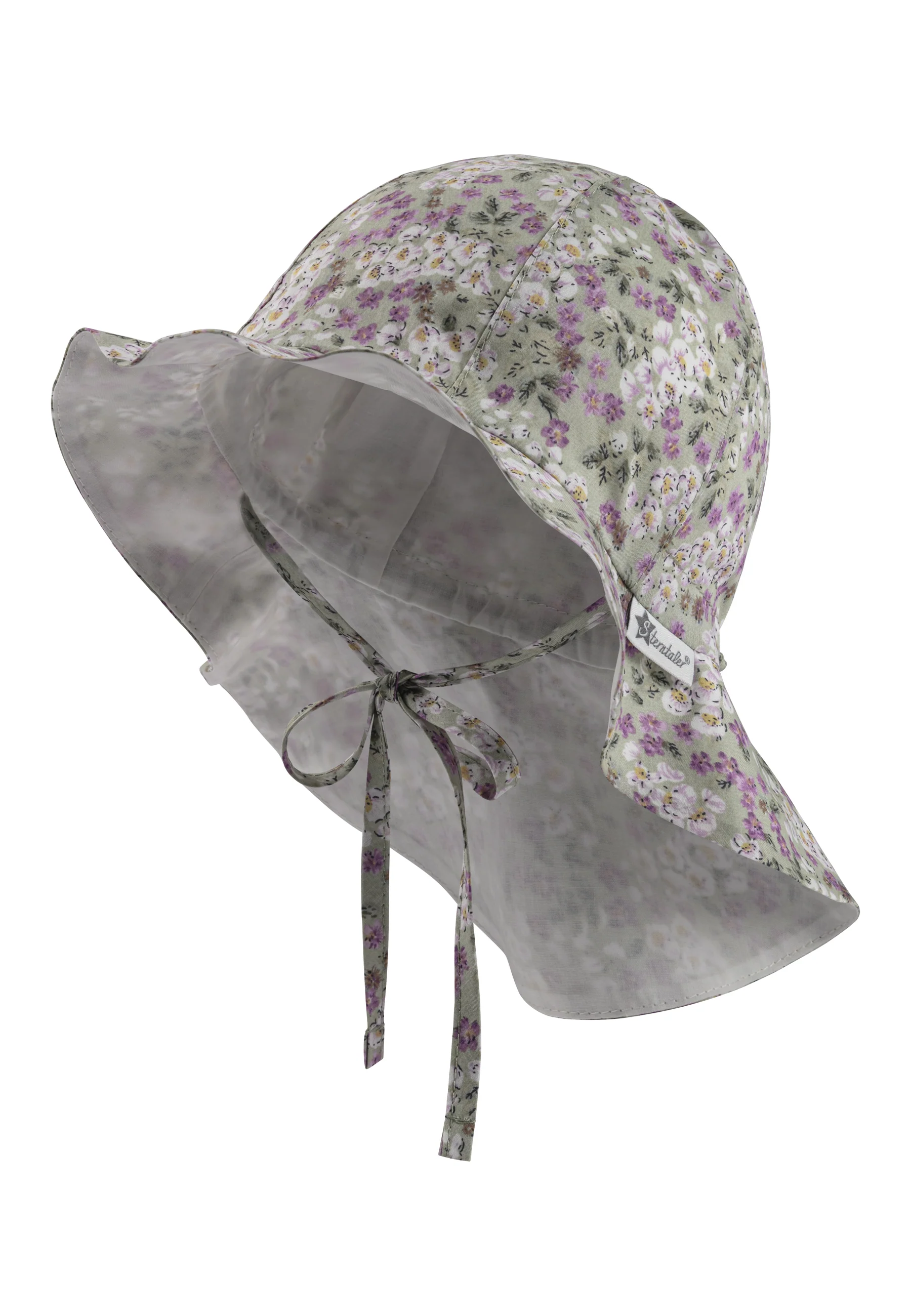 Sonnenhut mit Millefleurs-Muster in grün oder blau
