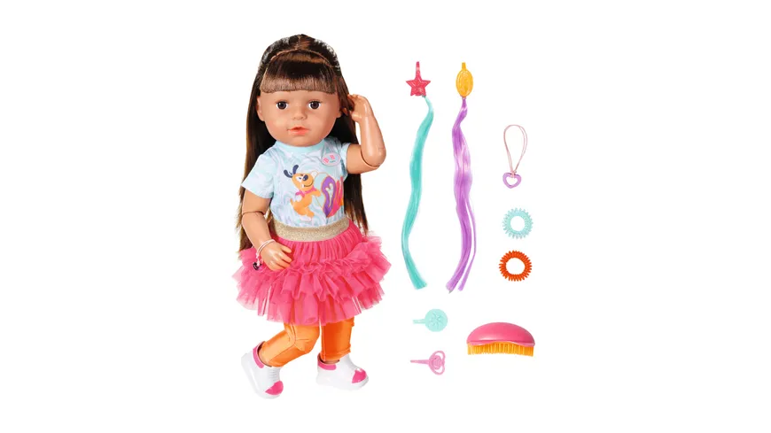 Zapf Creation - BABY born Puppe mit Haaren Sister Play & Style brunette 43cm