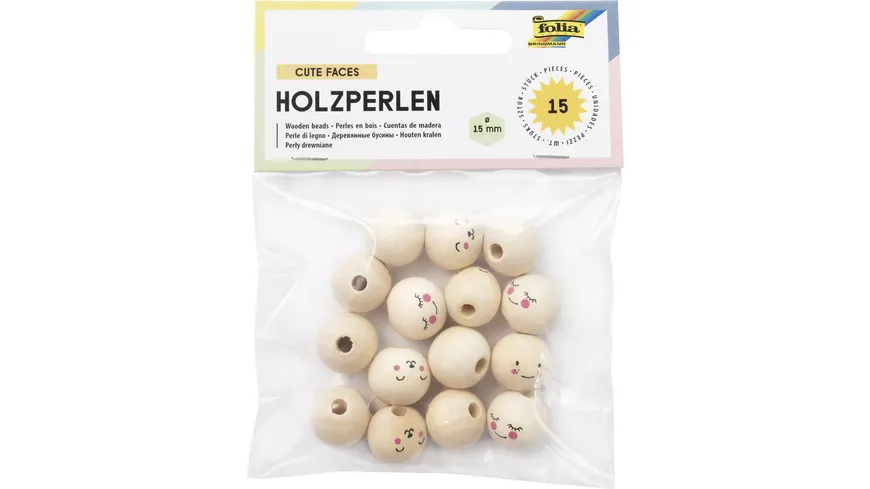 FOLIA Holzperlen CUTE FACES sortiert