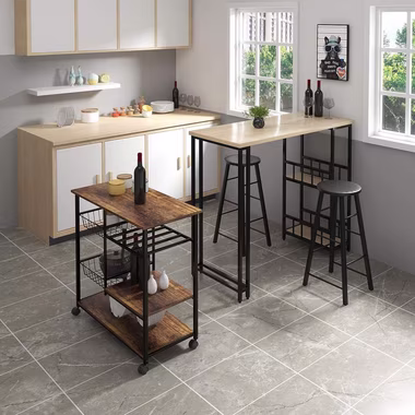 Woltu Bartisch (1-St), Bartisch mit 2 Ablagefläche aus Metallgestell & MDF