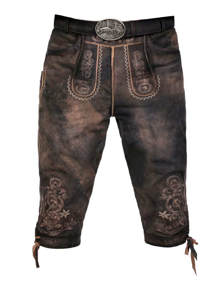 Edelnice Kniebund Wildbock Lederhose Alex in dunkelbraun günstig kaufen