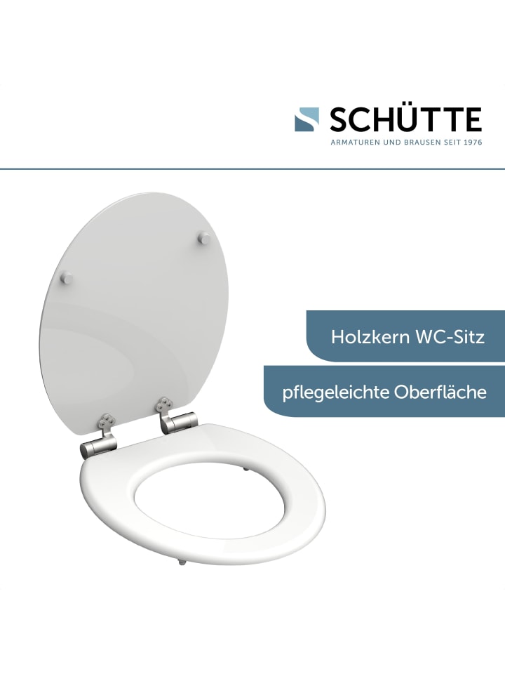 Schütte MDF WC Sitz WHITE mit Absenkautomatik - (L) 45 x (B) 38 x (H) 5 cm günstig kaufen onesize