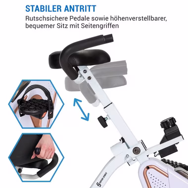 Capital Sports Fahrradtrainer Azura Desk Bike Heimtrainer 7,5 kg Schwungmasse Riemenantrieb (gepolsterte Griffe aus PU-Schaumstoff), Standfahrrad Heimtrainer Hometrainer Fahrrad klappbar Cardio Trainingsgerät Ausdauertraining Fitness Fahrrad