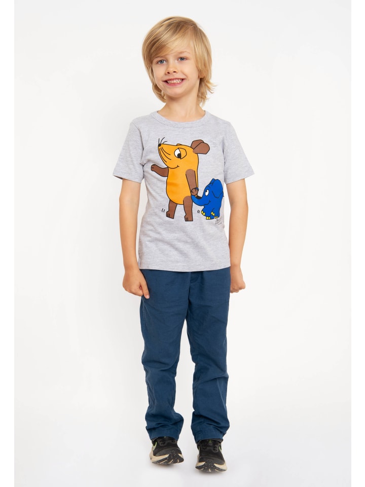 Logoshirt T-Shirt Sendung mit der Maus - Maus & Elefant in grau-meliert günstig kaufen