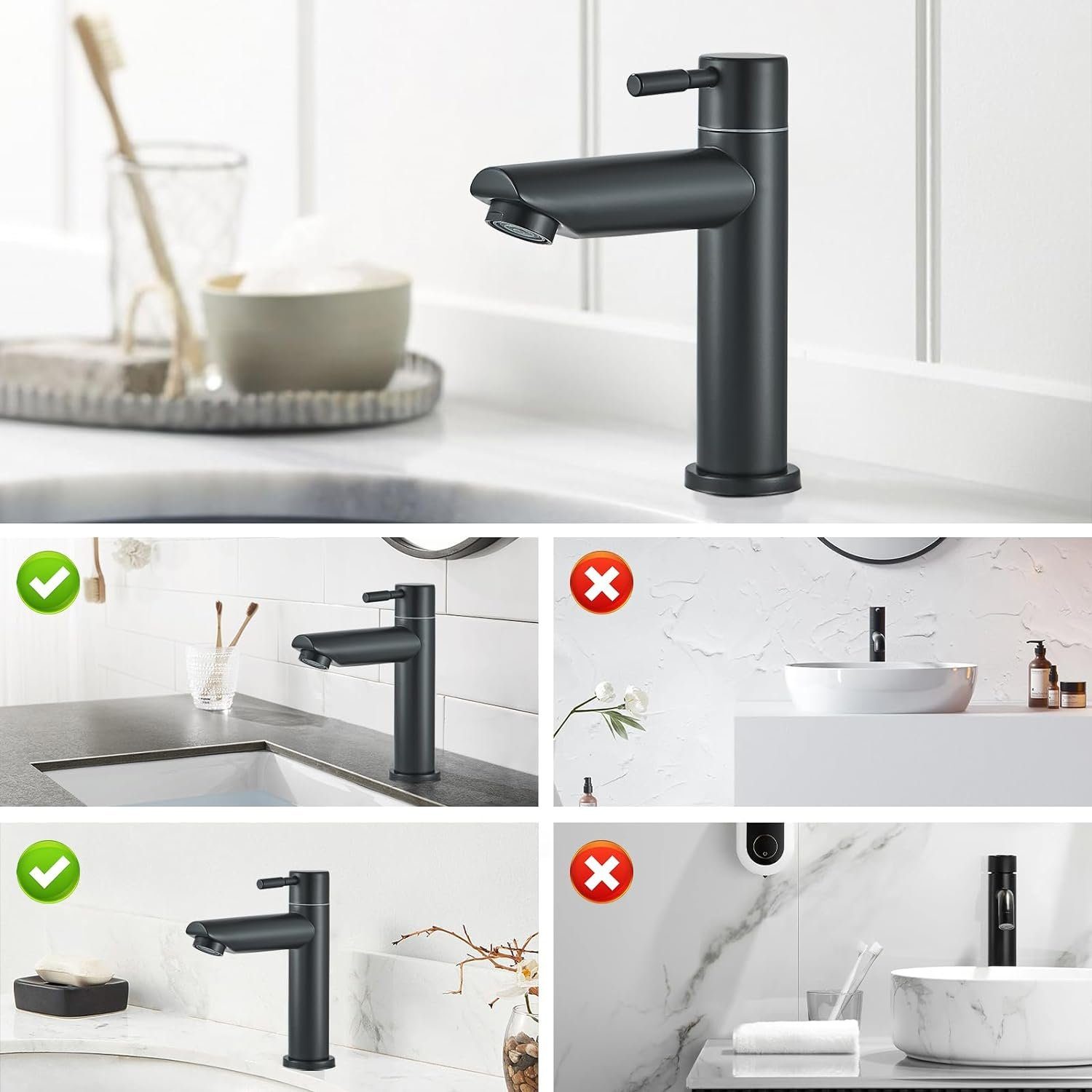 Runxizhou French Press Kanne Wasserhahn Bad Waschtischarmatur mit Kaltes Warmes Wasser