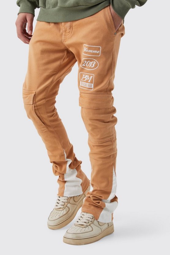 Skinny Schlaghose mit Moto-Detail