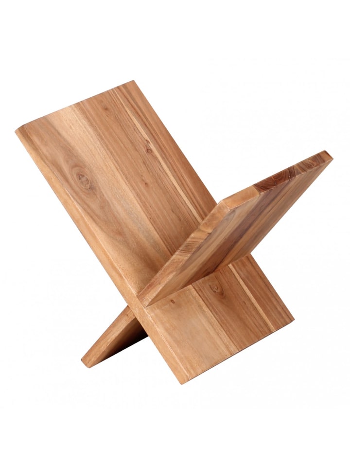 KADIMA DESIGN Zeitungsständer MUMBAI Massivholz X-Form 31 cm in Akazie günstig kaufen onesize
