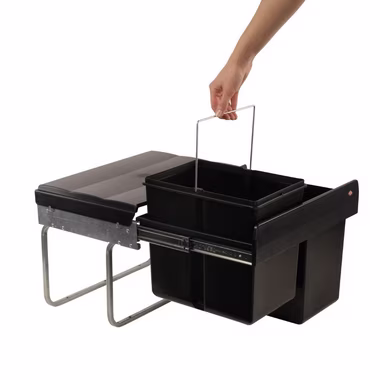 WESCO Einbaumülleimer, 2 Fächer, ausziehbar, 2 x 15 Liter, Schienengestell, 280150