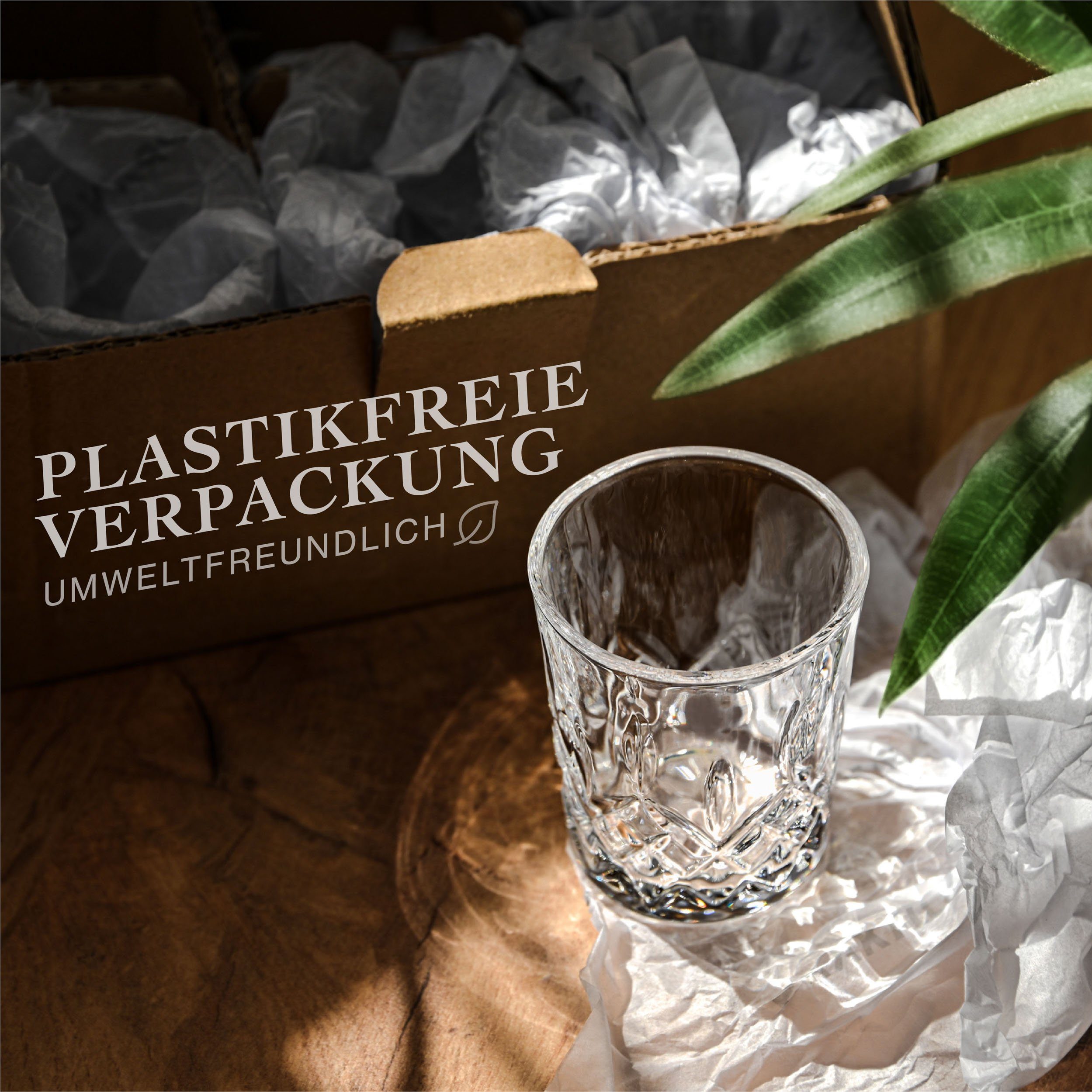 Praknu Schnapsglas 6 Schnapsgläser Kristall 4cl Whiskygläser Set, Kristallglas, Spülmaschinenfest - Standfest dank dickem Boden - Vintage Design
