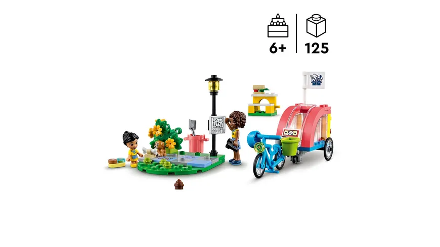 LEGO Friends 41738 Hunde-Rettungsfahrrad, Tier-Spielzeug mit Welpe