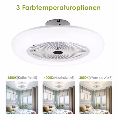 Lospitch Deckenventilator Deckenventilator Led mit Beleuchtung Fan mit Fernbedienung Weiß