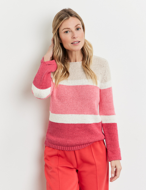 Pullover mit Struktur-Strick und Colourblocking