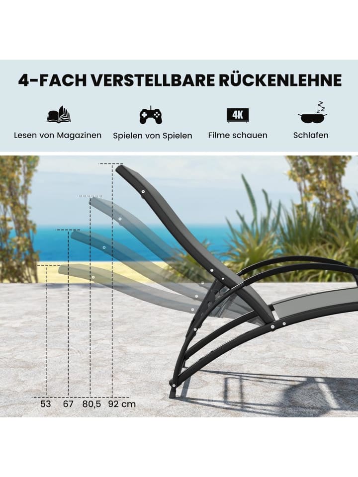 COSTWAY 2 in 1 Sonnenliege in Grau günstig kaufen onesize