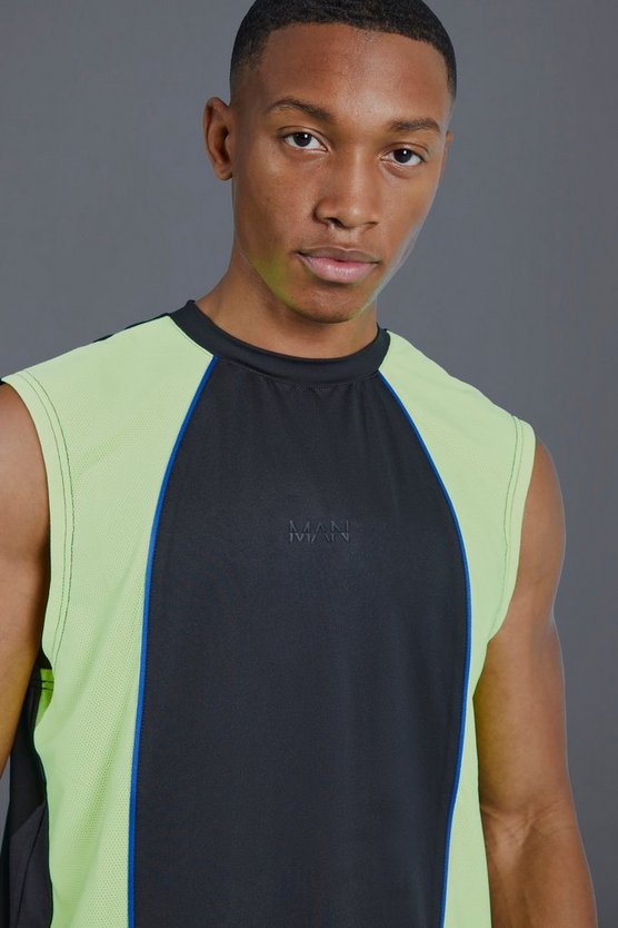 Man Active Muscle-Fit Colorblock Tanktop