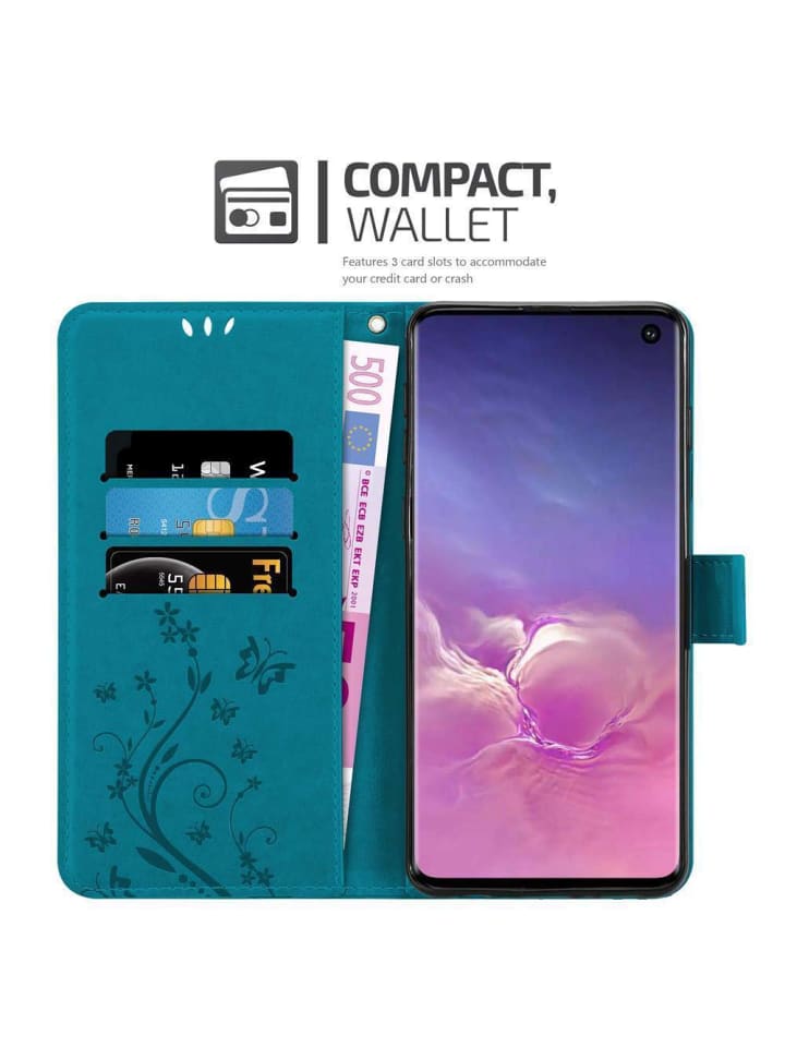 cadorabo Hülle für Samsung Galaxy S10 4G Blumen Design in FLORAL BLAU günstig kaufen Samsung Galaxy S10
