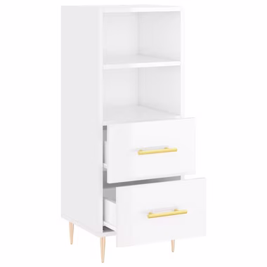 vidaXL Sideboard Sideboard Hochglanz-Weiß 34,5x34x90 cm Holzwerkstoff (1 St)