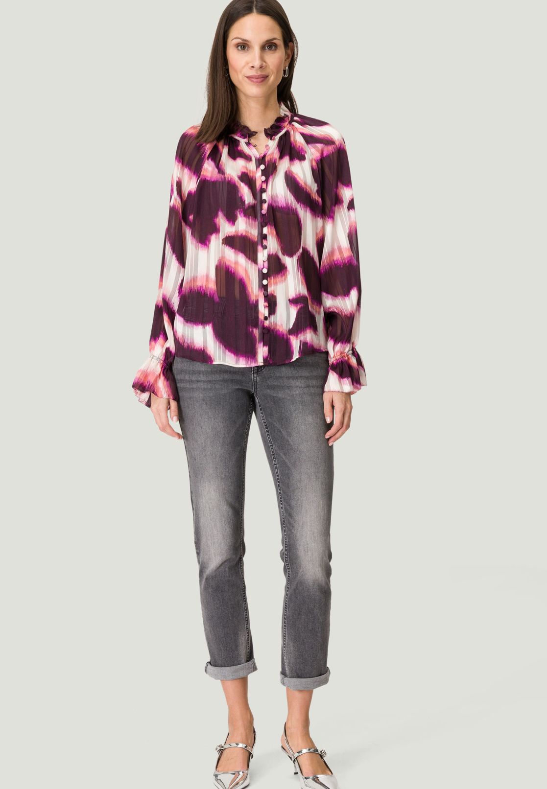 Chiffon Bluse mit Plisseefalten