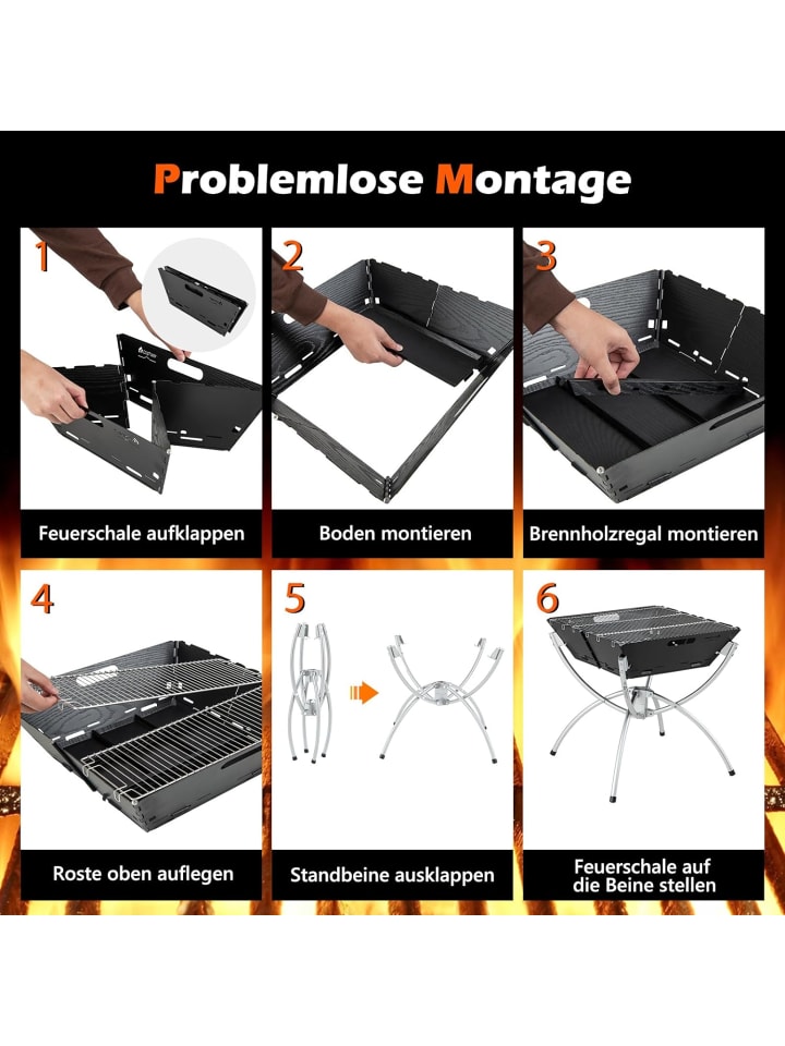 COSTWAY Feuerstelle Campinggrill 3in1 45x45x49cm in Schwarz günstig kaufen onesize