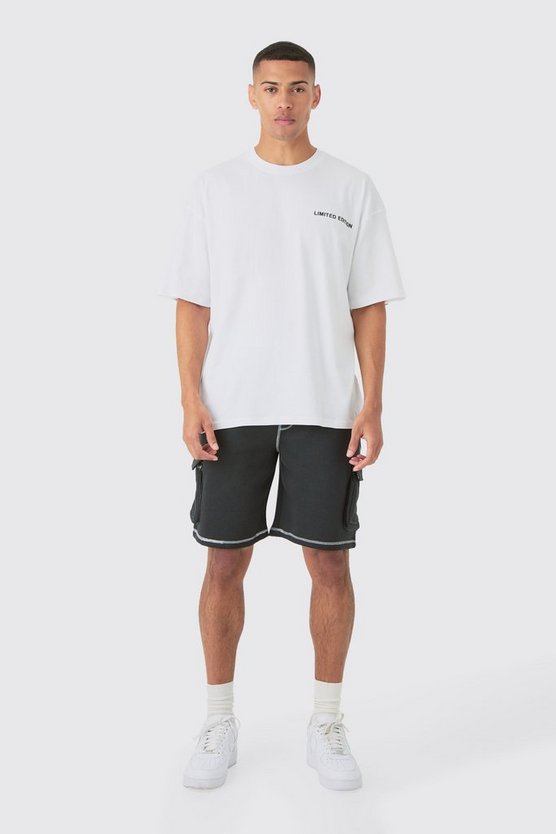 Lockere Man Cargo-Shorts mit Kontrast-Naht