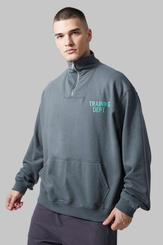 Tall kastiges Active Sweatshirt mit Trichterkragen