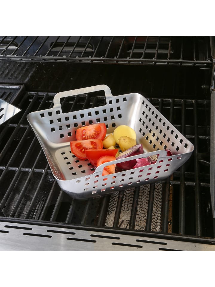GAUMENKICK Gemüsekorb Grillschale Grillkorb Edelstahl H: 6,9cm in silber günstig kaufen onesize