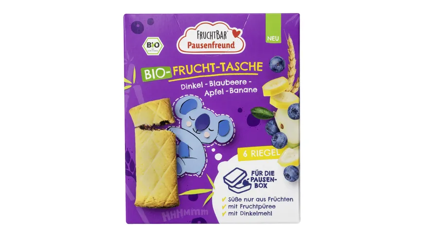 FRUCHTBAR Pausenfreunde Bio Frucht-Tasche Dinkel, Heidelbeere, Apfel, Banane 132 g