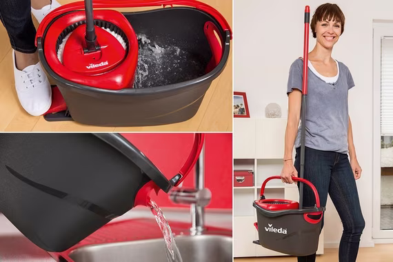 Vileda Bodenwischer-Set Turbo Easy Wring & Clean, ideal für Laminat, Parkett, Fliesen