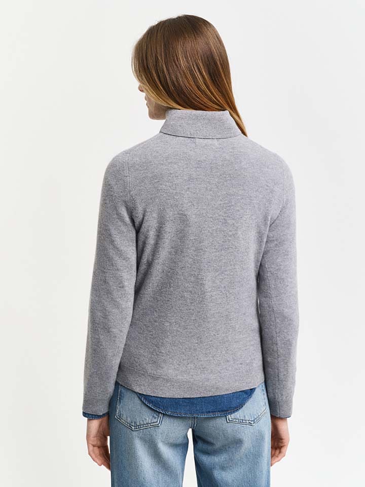 Gant Wollrollkragenpullover in Grau günstig kaufen