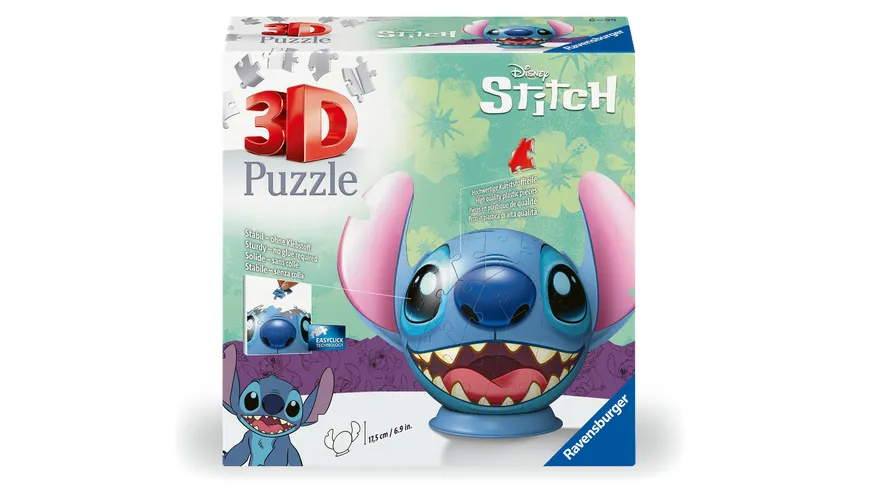 Ravensburger Puzzle - 3D Puzzles -  Stitch Puzzle-Ball mit Ohren