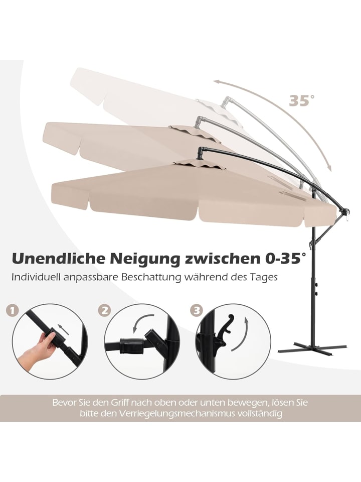 COSTWAY Sonnenschirm 300 cm, inkl. Schutzhülle in Beige günstig kaufen onesize