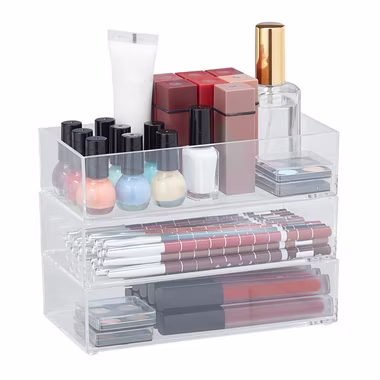 relaxdays Schubladeneinsatz Schubladen Organizer transparent
