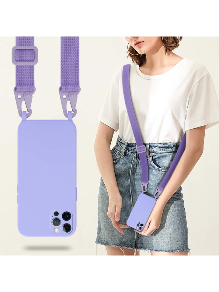 cadorabo Handykette für Apple iPhone 12 / 12 PRO Hülle in LIQUID HELL LILA günstig kaufen onesize