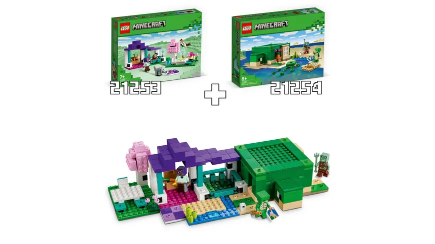 LEGO Minecraft 21253 Das Tierheim, Spielzeug mit Tieren zum Videospiel