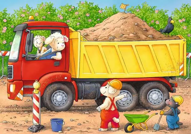 Kinderpuzzle ab 2 Jahren - Tiere auf der Baustelle - 2 + 4 + 6 + 8 Teile
