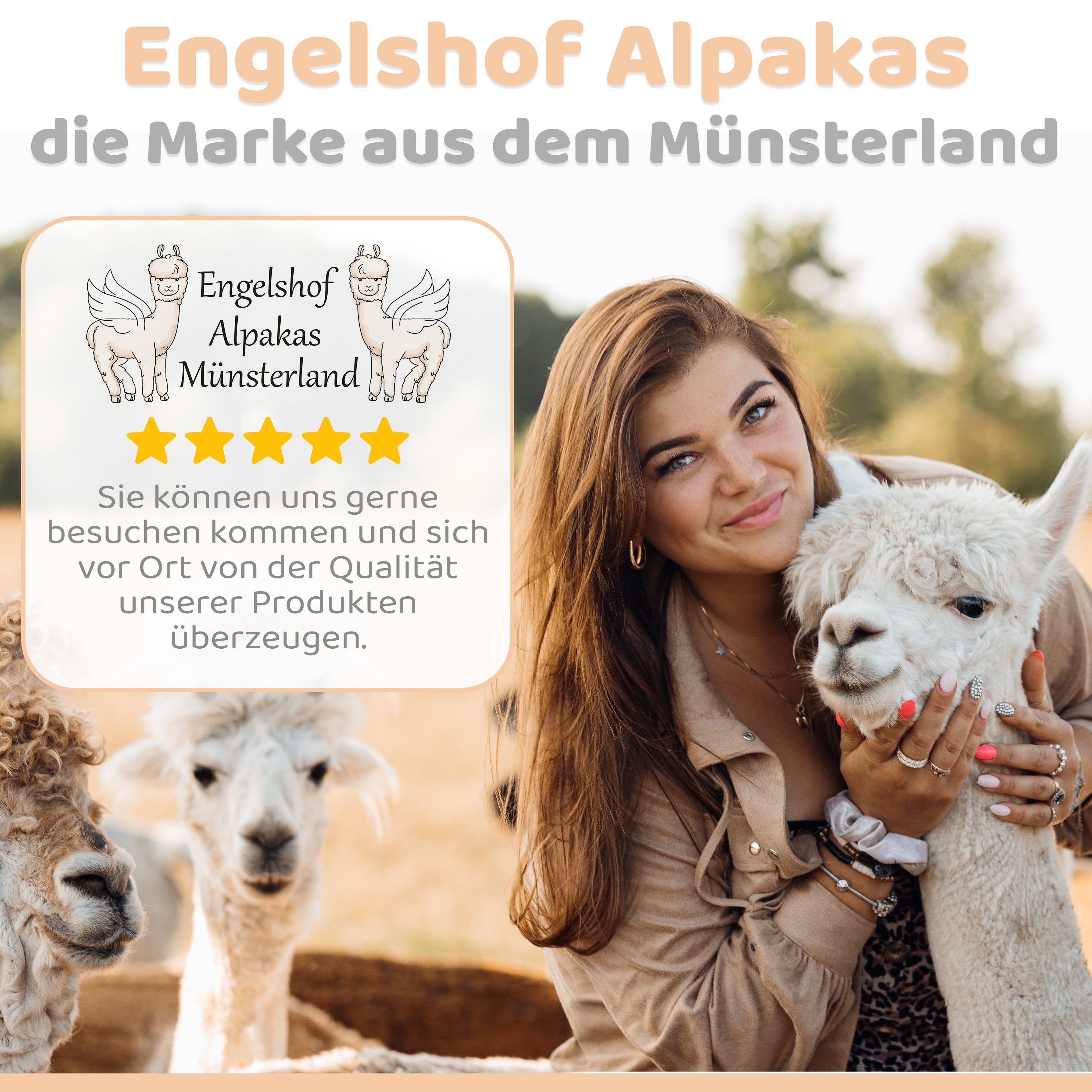 Engelshof Alpakas Münsterland Seitenschläferkissen Engelshof Alpakas Alpakakissen Seitenschläferkissen Weiß 75cm, Kissenbezug und Inlet mit Füllung