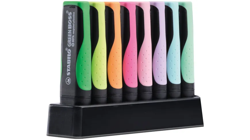 STABILO® GREEN BOSS Textmarker 8er Tischset - mit jeweils 4 verschiedenen Pastell- und Leuchtfarben sortiert