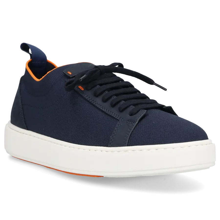 Santoni - Sneaker low 21540 Kalbsleder Textil - blau