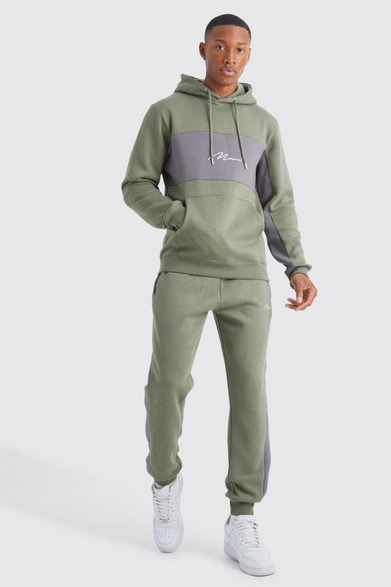 Man Signature Slim-Fit Colorblock Trainingsanzug mit Kapuze